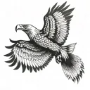 eagle forward facing with talons showing, wings curved inwards tattoo design idea