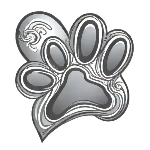 paw print on a heart shape tattoo design idea