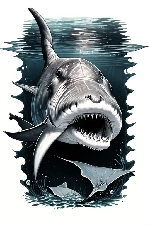 Whale Shark And Manta Ray tattoo design idea