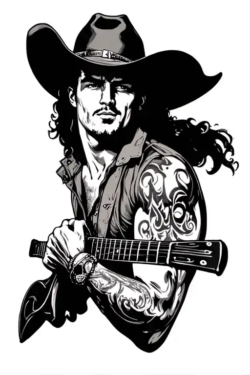 gay cowboy pinup male tattoo design idea