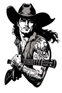 gay cowboy pinup male tattoo design idea