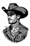 gay cowboy pinup male tattoo design idea