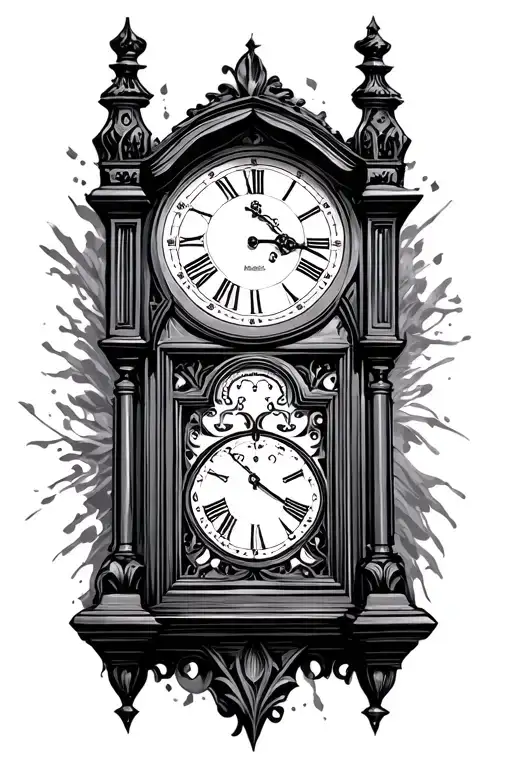 grandfather clock welded tattoo design idea