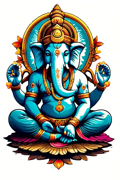 ganesha sitting on ground with spiritual tattoo design tattoo design idea