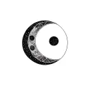 fine line geometric sketch style stipple linework moon tattoo design idea