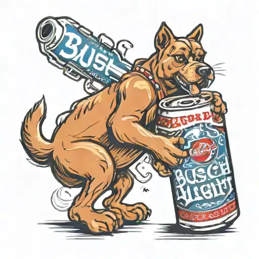 Busch light can doing a michelobe ultra can doggy style tattoo design idea