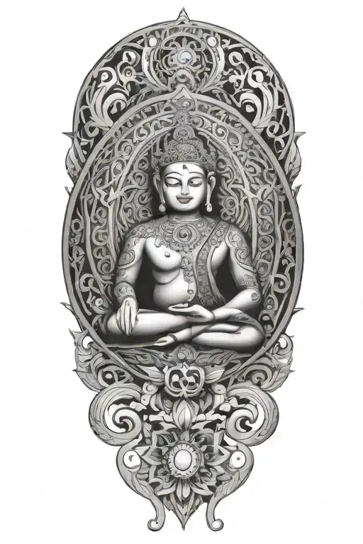 aum, music, novelist, mandala, incorporating buddhist elements tattoo design idea