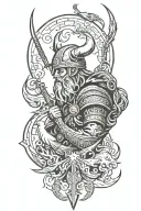 viking with ravens and moon tattoo design idea