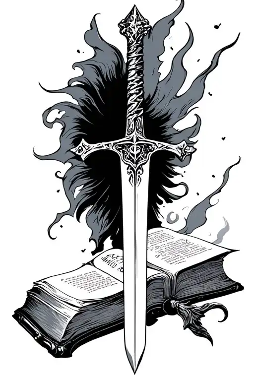 sword and bible tattoo design idea