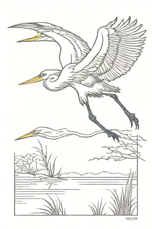 great blue heron flying tattoo design idea