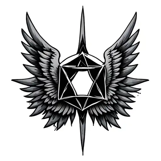 hexagram 6 wings tattoo design idea
