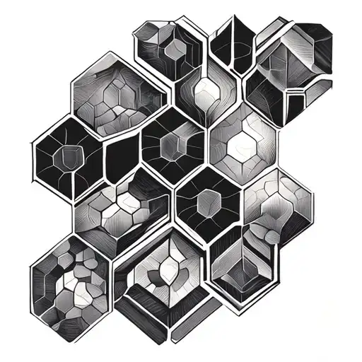 honeycomb sleeve with smoke shading tattoo design idea