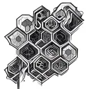 honeycomb sleeve with smoke shading tattoo design idea