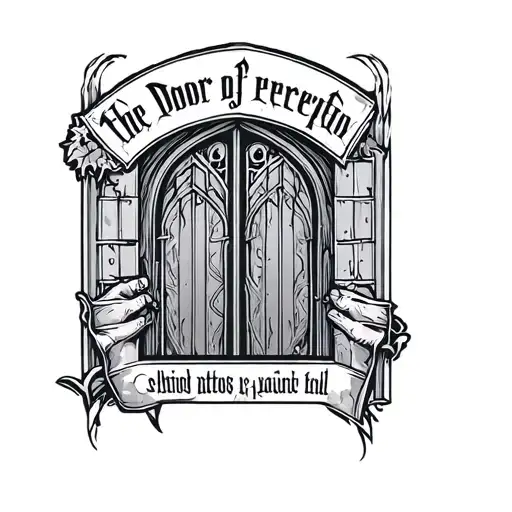 a tattoo design with the text 'the doors of perception'  tattoo design idea