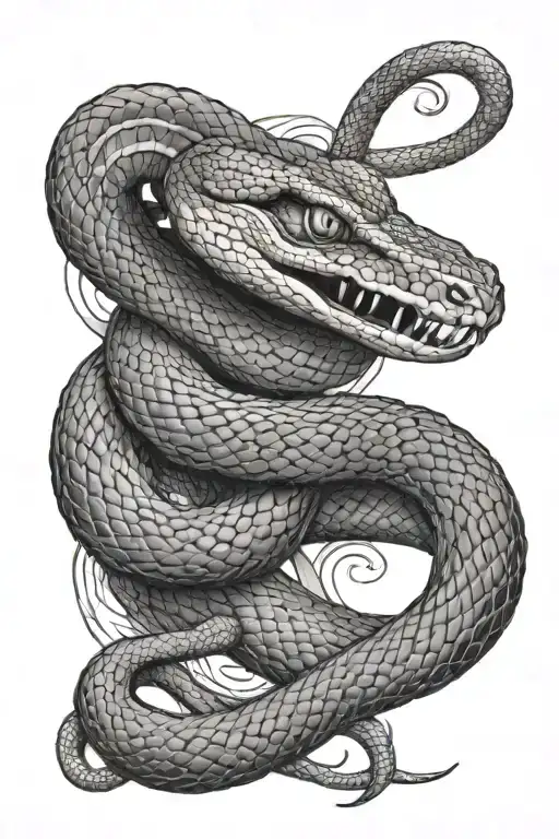 snake wrapped around arm chest tattoo design idea