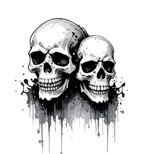 scratchy, rough-style mini skulls on knuckle. tattoo design idea