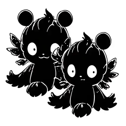 two studio Ghibli soot sprites tattoo design idea