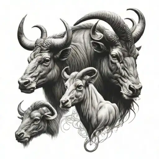 Taurus mother , capricorn daughter, cancer daughter and 2 cancer sons  tattoo design idea