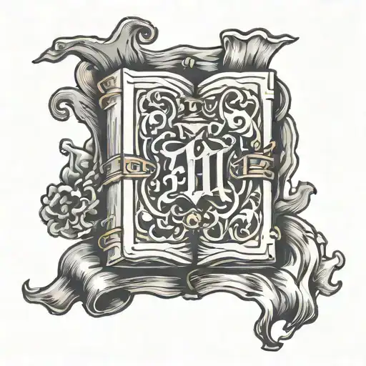 closed spell book tattoo design idea