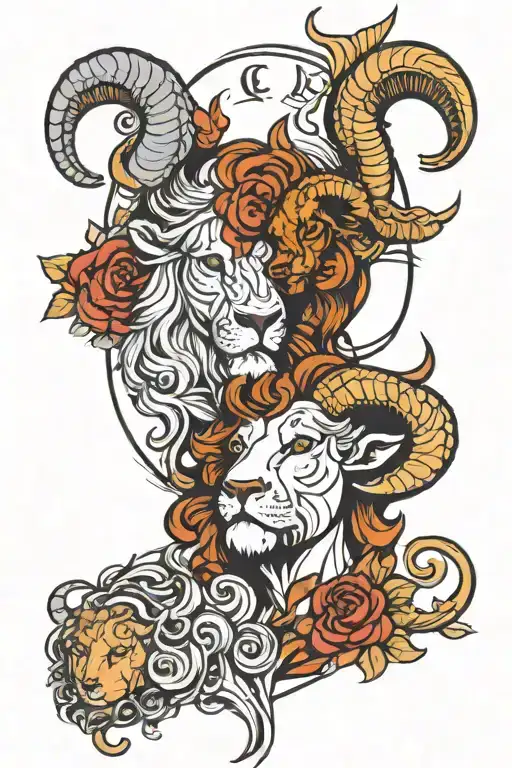 leo and Aries zodiac people  tattoo design idea