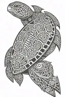 tribal turtle with birthdates  tattoo design idea