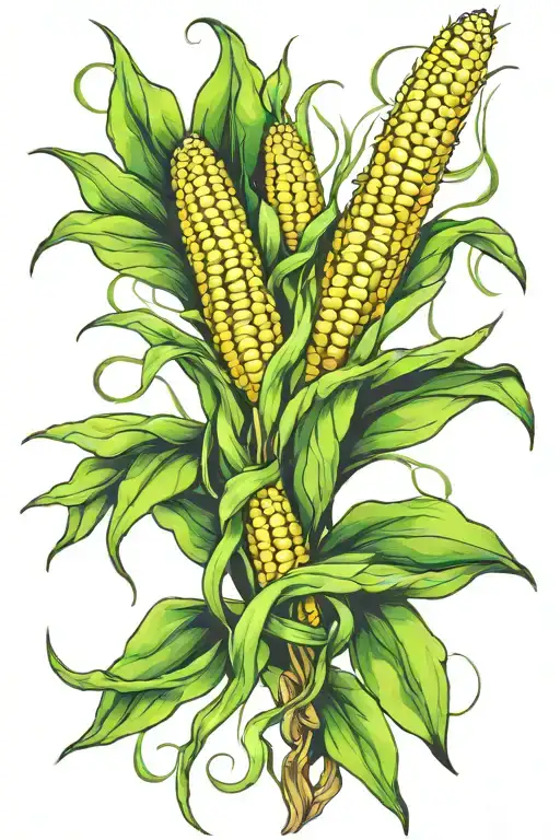 four corn stalk intertwined tattoo design idea