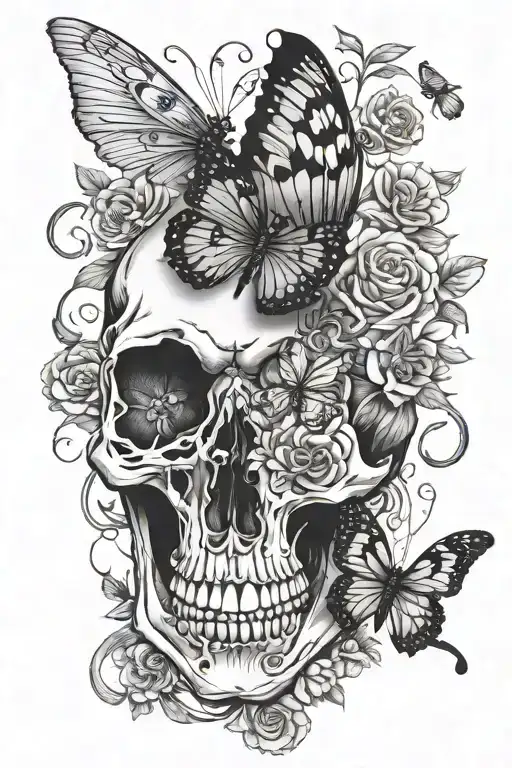 skull butterfly tattoo tattoo design idea
