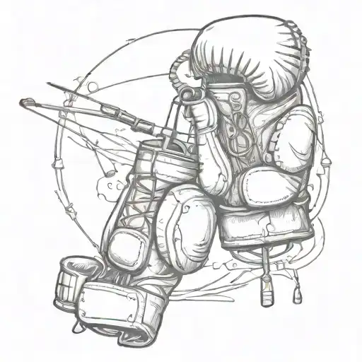 boxing gloves fishing rod tattoo design idea