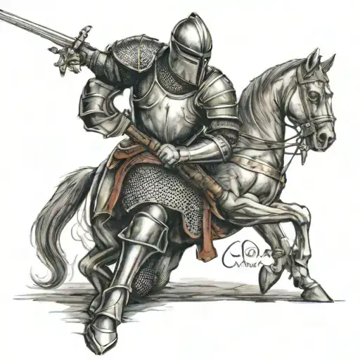 medieval knight kneeling tattoo design idea