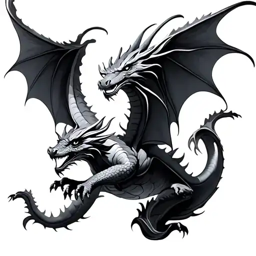 dragon flying tattoo design idea