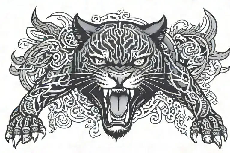 black panther chest tattoo with 10.5 and h a m d written around it tattoo design idea