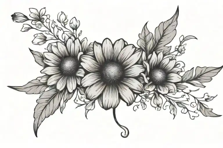 “I want a black back tattoo with the text: ‘Amor Vincit Omnia’ alongside a daisy. I want the tattoo to be minimalist.” tattoo design idea