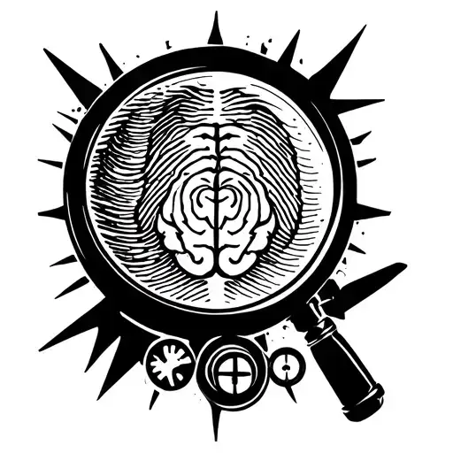 A forensic-themed tattoo design incorporating elements like a magnifying glass, fingerprint, and brain, reflecting your occupation as a forensic psychiatric nurse tattoo design idea