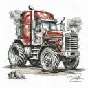 Tractor Trailer tattoo design idea