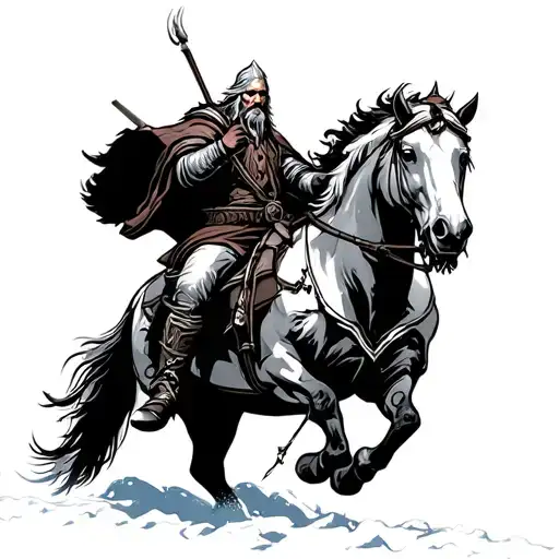 king theoden riding snowmane American traditional style tattoo tattoo design idea