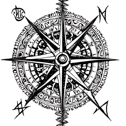 nordic runes compass tattoo design idea