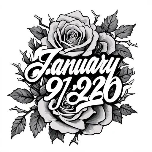 "January 9, 2026" Roses and thorn vines wrapped tattoo design idea
