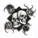 3 skulls tattoo design idea