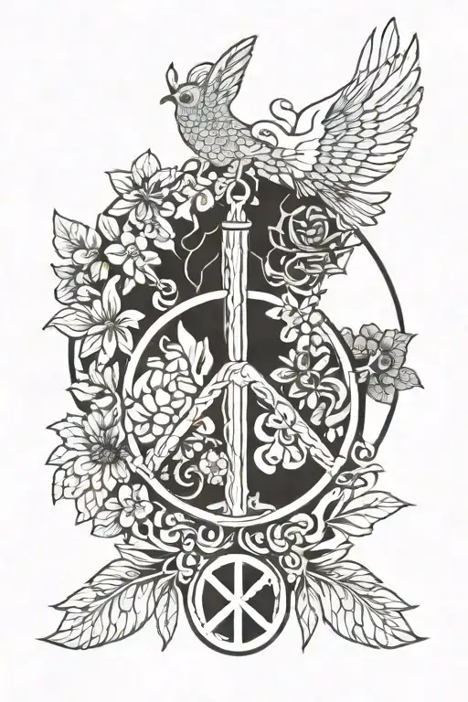 peace sign with lungs shaped like tattoo design idea