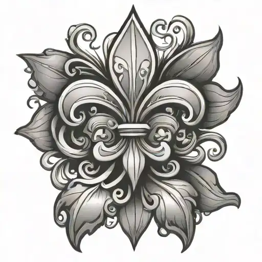 fleur de lis hurricane georgia outline tattoo design idea