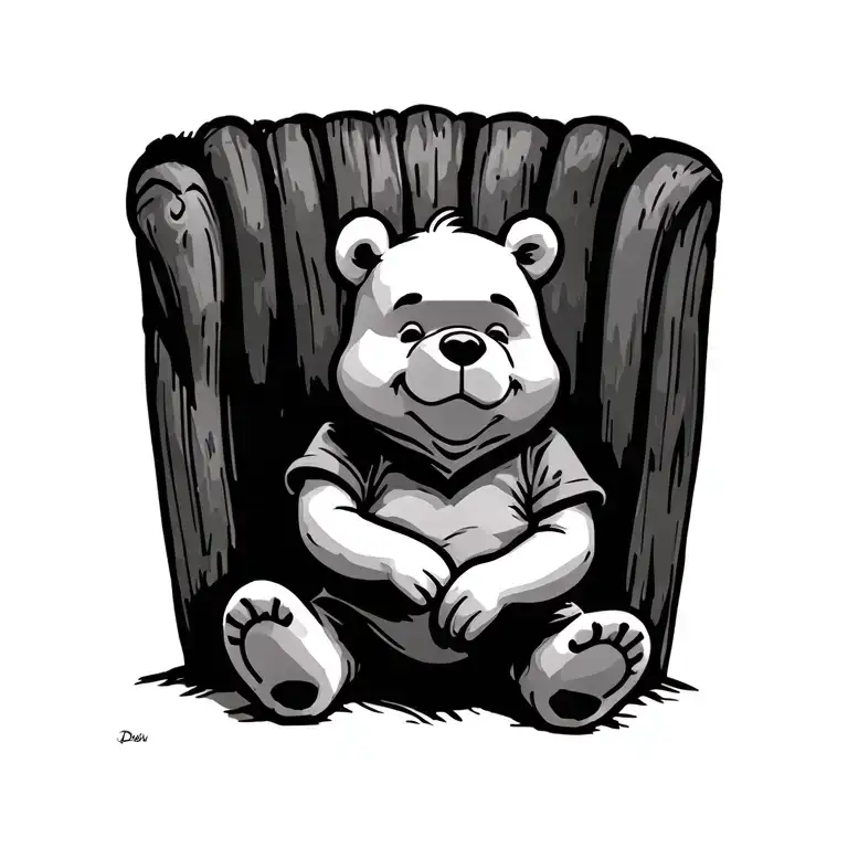 Winnie the pooh sitting tattoo design idea