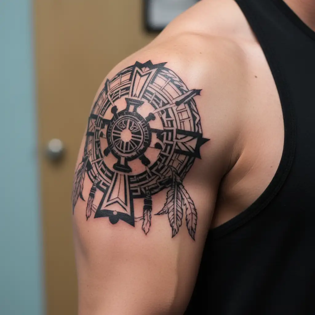 blackfoot Cherokee symbols of strength courage symbols cross tattoo design idea