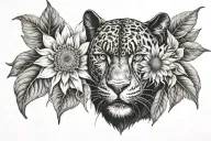 black panther sunflower hyacinth tattoo design idea
