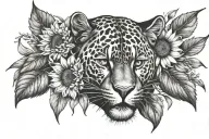 black panther sunflower hyacinth tattoo design idea