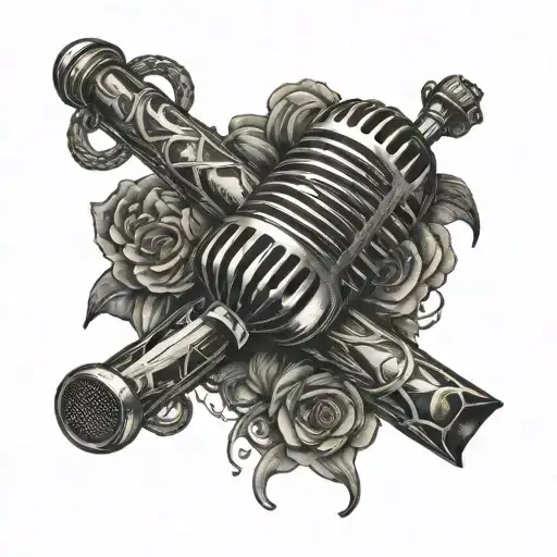 old school microphone tattoo design idea