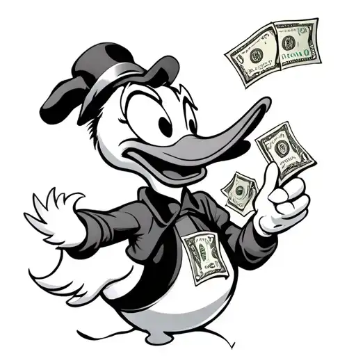 donald duck figure stealing money tattoo design idea