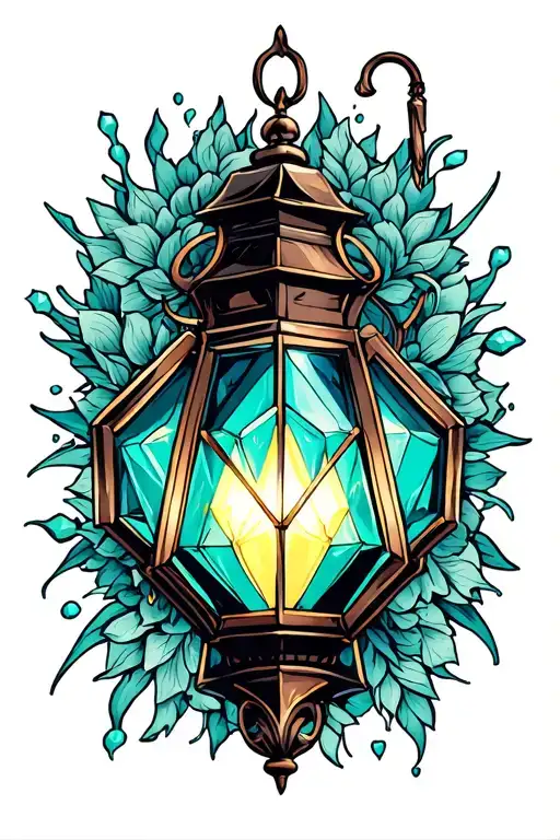 Diamond shaped Gothic lantern tattoo design idea