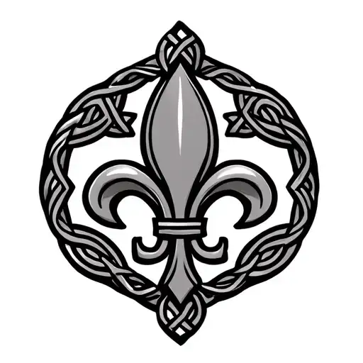 Fleur de Lis with celtic knot background black tattoo design idea