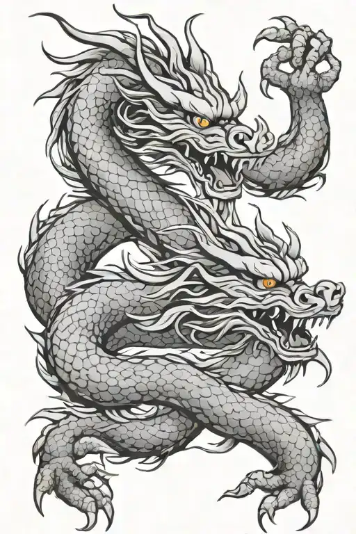 Chinese dragon coiled without feet tattoo design idea