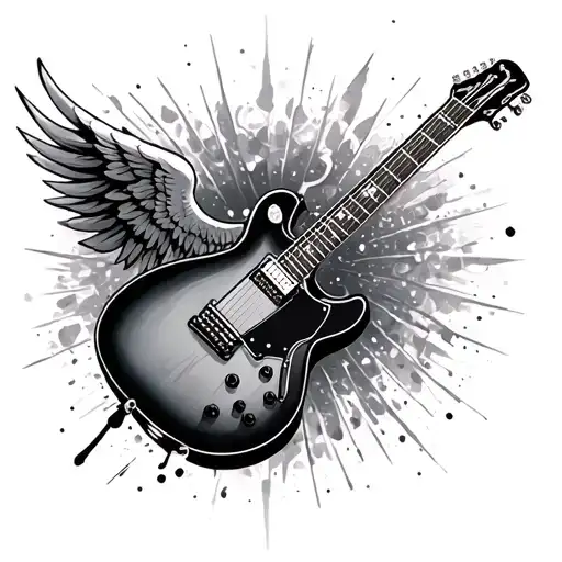 Guitar With Wings tattoo design idea